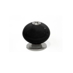 Bouton De Meuble Boule Noir Porcelaine H.38 X L.40 X P.40 Mm