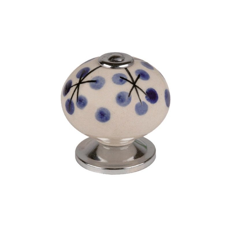 Bouton De Meuble Boule Bleu Porcelaine H.38 X L.40 X P.40 Mm