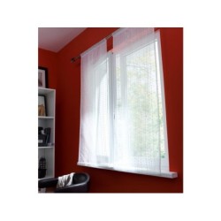 Paire de vitrages transparent, Livia blanc l.60 x H.120 cm