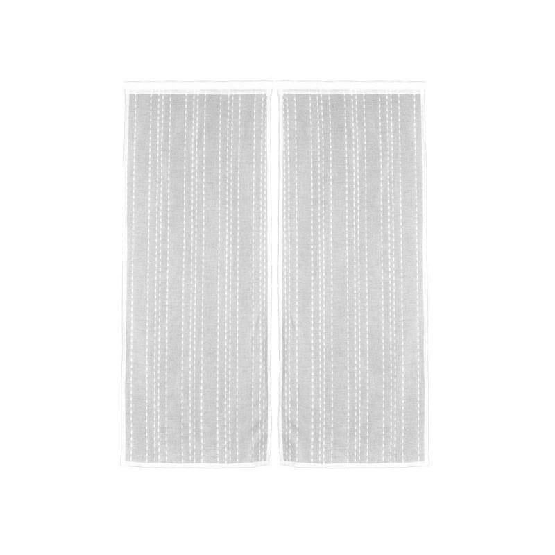 Paire de vitrages transparent, Livia blanc l.45 x H.120 cm