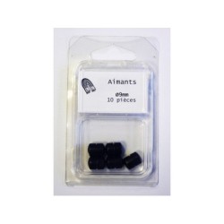 Lot De 10 Magnets Noir, Diam.9 Mm