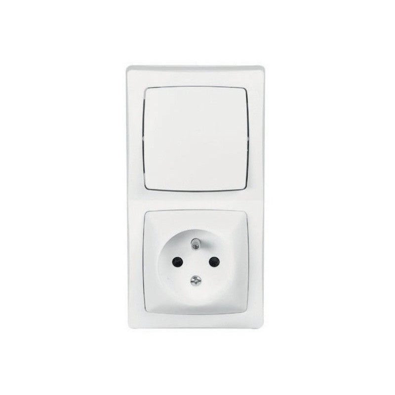 Interrupteur Et Prise Avec Terre Saillie Complet, Legrand Asl, Blanc