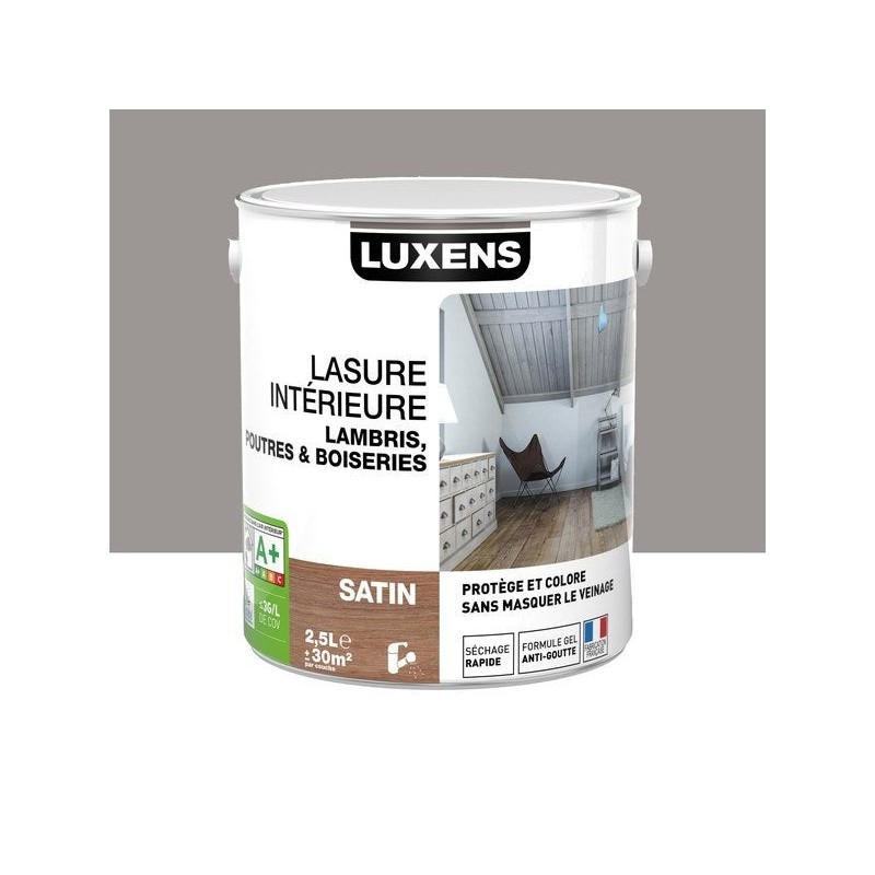 Lasure Intérieure Poutre Et Lambris Luxens, Brun Tweed, 2.5 L